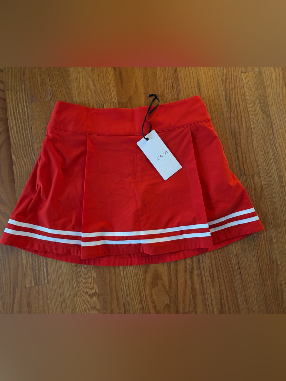 Calia by Carrie Underwood Red Pleated Athletic Golf Skort with White Stripe